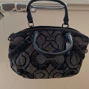 Coach Madison Signature Op Art Sophia
Sequin Metallic Satchel Shoulder Bag